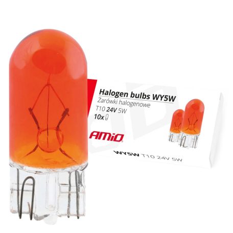 AMIO Halogén izzók írányjelzőkbe WY5W T10 5W W2.1x9.5d AMBER 24V 10db