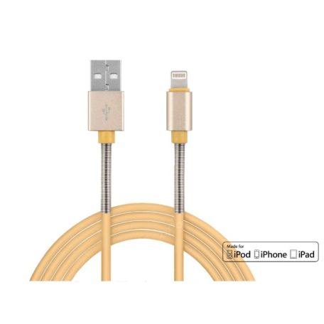 AMIO Töltő- és adatkábel iPhone és iPad és iPod készülékekhez arany színű USB villámkábel FullLINK 2.4A 1m