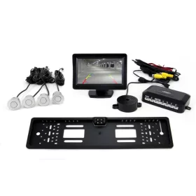   AMIO Einparkhilfe TFT02 4,3" mit HD-402-IR Kamera 4 Sensoren silber
