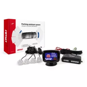 AMIO Einparkhilfe LED-GRAF 4 Sensor Silber