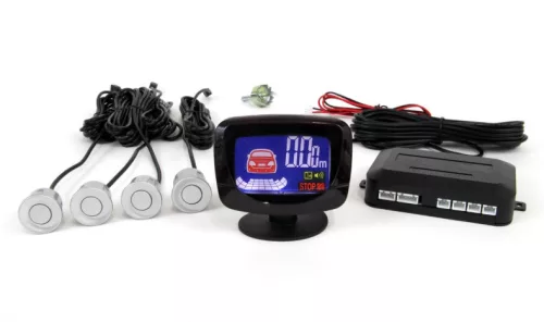 AMIO Einparkhilfe LED-GRAF 4 Sensor Silber