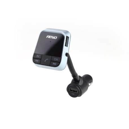 AMIO autós Bluetooth kihangosító készlet FM transmitter USB kimenettel 2.4A töltő funkcióval