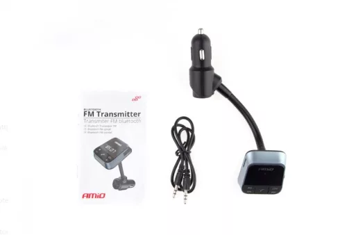 AMIO Bluetooth-Autokit mit FM-Transmitter und USB-Ausgang (2,4 A Ladefunktion)