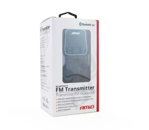 AMIO Bluetooth-Autokit mit FM-Transmitter und USB-Ausgang (2,4 A Ladefunktion)