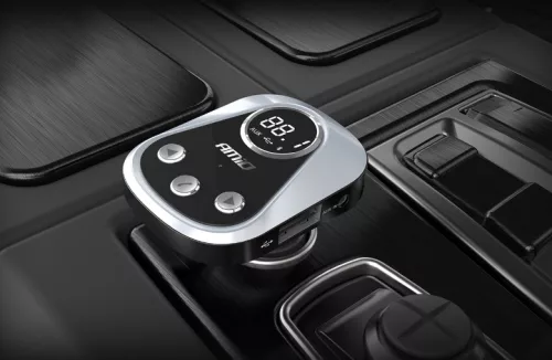 AMIO Auto-FM-Transmitter 2,4 A + App-Ladegerät, Batterietester, Bluetooth BT-02