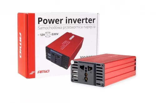 AMIO Spannungswandler 12V/220V 300W/600W 2xUSB PI03
