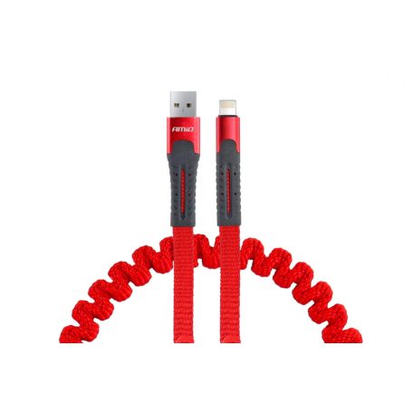 AMIO USB rugalmas kábel és Apple Lightning töltőkábel 120cm FullLINK piros színben UC-13