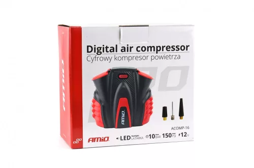 AMIO Autokompressor mit digitalem Druckmessgerät und LED-Licht 12 V ACOMP-16