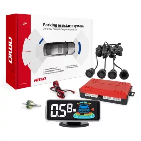   AMIO Einparkhilfe LED-GRAF 3D 4 Sensor Black "Gold" 18 mm