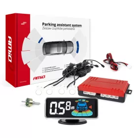 AMIO Einparkhilfe LED-Graf 3D 4 Sensor Weiß
