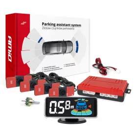   AMIO Einparkhilfe LED-GRAF 3D 4 Sensor Schwarz in der Halterung 16,5 mm