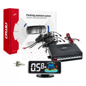 AMIO Einparkhilfe LED-Graf 3D 8 Sensor Weiß