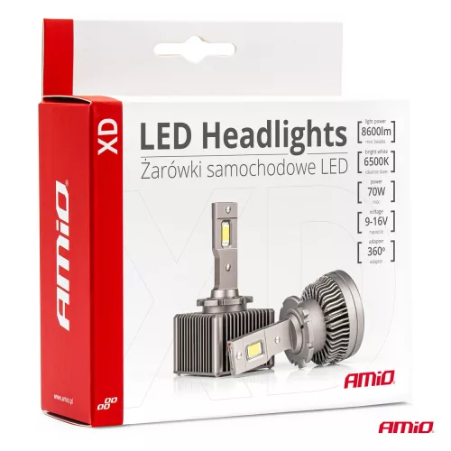 AMIO LED autó fényszóró izzó D3S 6500K 8600LM 70W 9-16V XD PÁRBAN PRÉMIUM