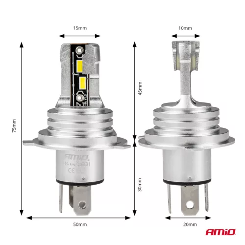 AMIO fényszóró izzó H-MINI H4 6500K PRÉMIUM