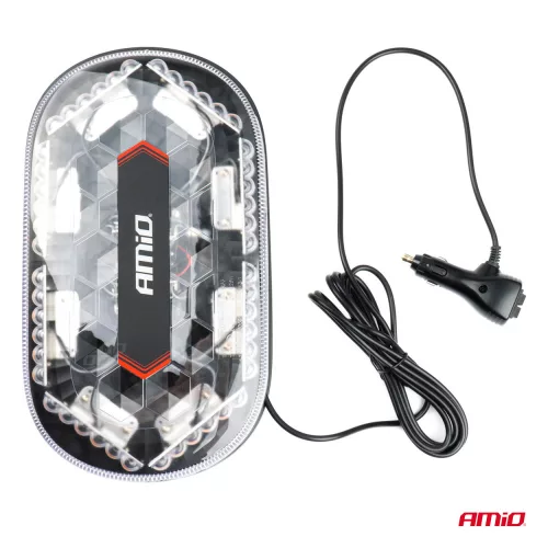 AMIO Blinklichtbrücke mit 48 gelben LEDs, magnetisch, verschraubbar, 12/24 V, 26 W