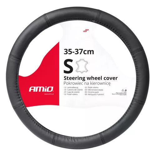 AMIO NEUES DESIGN Lenkradbezug aus schwarzem Echtleder, Größe S 35-37 cm, 03545