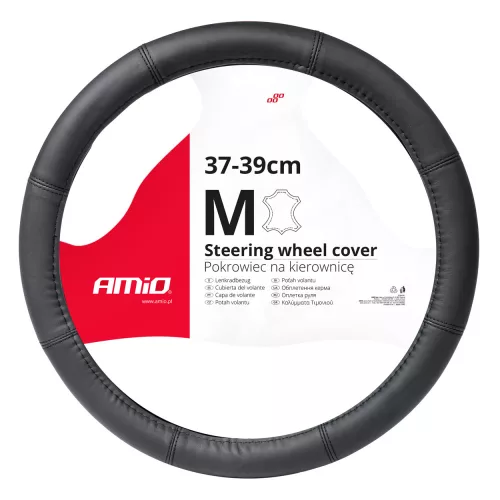 AMIO NEUES DESIGN schwarzer Lenkerschutz aus Echtleder M 37-39cm 03546