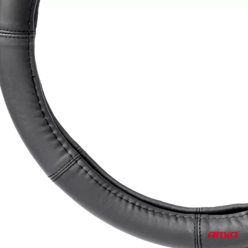 AMIO NEUES DESIGN schwarzer Lenkradbezug aus Echtleder XL 41-43cm 03548