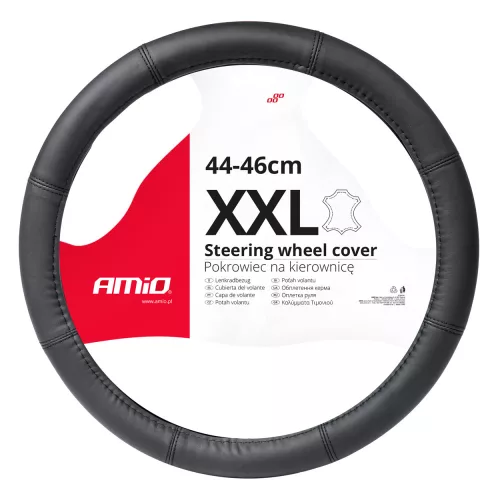 AMIO NEUES DESIGN schwarzer Lenkerschutz aus Echtleder XXL 44-46cm 03549