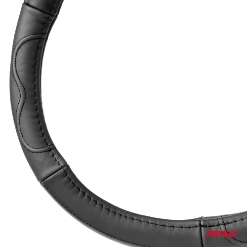 AMIO NEUES DESIGN 2 schwarzer Lenkradbezug aus Echtleder L 39-41cm 03552