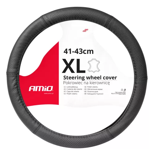 AMIO Perforierter Lenkerbezug aus schwarzem Leder XL 41-43cm SWC-50-XL 03558