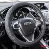 AMIO Gesteppter Lenkradbezug aus schwarzem Leder L 39-41cm SWC-51-L 03562