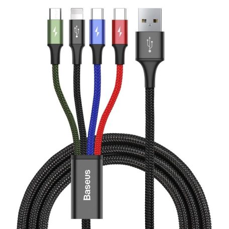 Baseus Fast 4 az 1-ben USB-C / Lightning / 2x Micro 3,5A 1,2 m-es USB-kábel, fekete