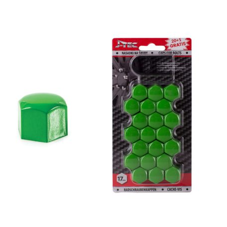 Amio díszkupak kerékanyára 20+1 darabos készlet 17 mm zöld szín