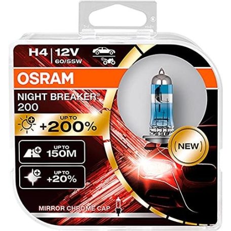 Osram H4 halogén izzók 12V 60 / 55W P43t NIGHT BREAKER 200/2 db /