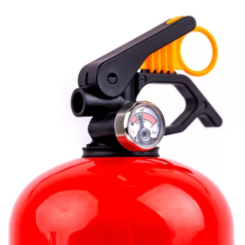 AMIO Pulverfeuerlöscher 2 Kg ABC mit vorhandenem Messgerät und Wandfixier