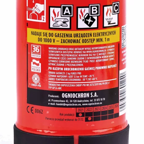 AMIO Pulverfeuerlöscher 2 Kg ABC mit vorhandenem Messgerät und Wandfixier