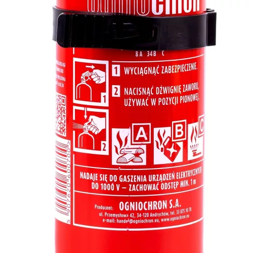 AMIO Pulverfeuerlöscher ABC mit vorhandenem Messgerät und Wandfixierung, 1 kg