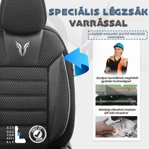 Mercedes 190-es series OTOM Universelles Sitzbezug-Set TORO 902 BLACK/SMOKED NZ Premium