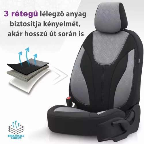 Dacia Dokker OTOM Universelles Sitzbezug-Set RUBY 1202 grau/Schwarz 3-ZIP Premium