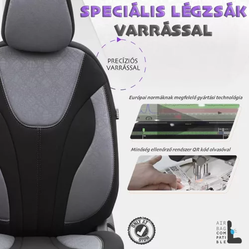 Dacia Dokker OTOM Universelles Sitzbezug-Set RUBY 1202 grau/Schwarz 3-ZIP Premium