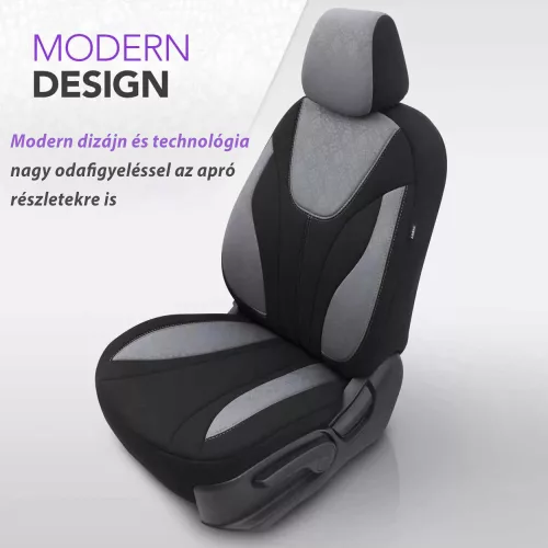 Dacia Dokker OTOM Universelles Sitzbezug-Set RUBY 1202 grau/Schwarz 3-ZIP Premium