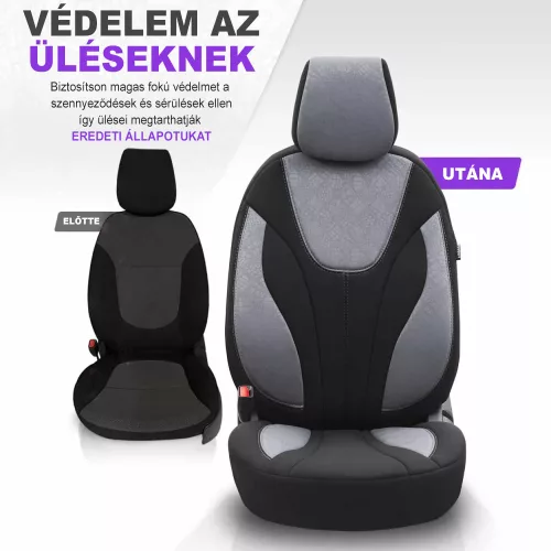 Dacia Dokker OTOM Universelles Sitzbezug-Set RUBY 1202 grau/Schwarz 3-ZIP Premium