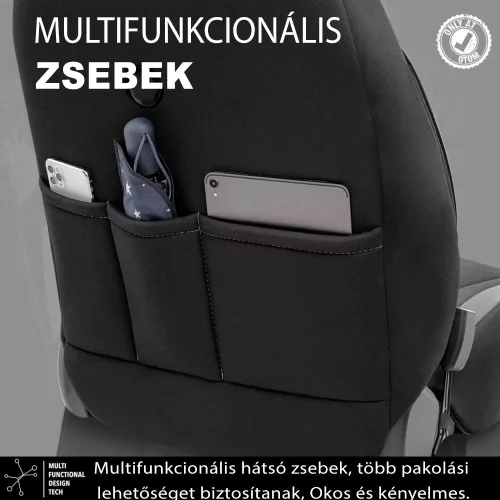 Dacia Dokker OTOM Universelles Sitzbezug-Set RUBY 1202 grau/Schwarz 3-ZIP Premium