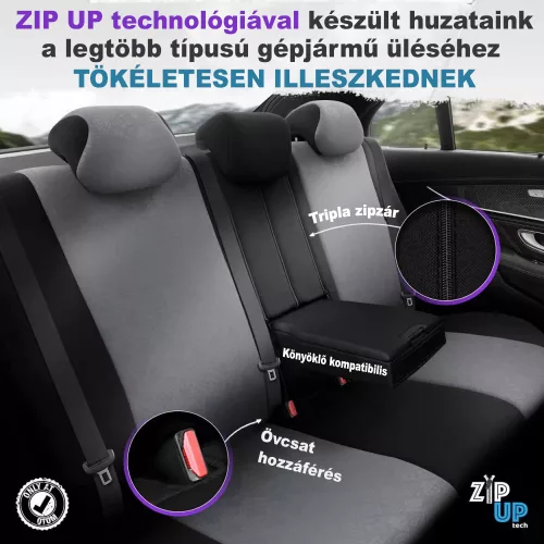Dacia Dokker OTOM Universelles Sitzbezug-Set RUBY 1202 grau/Schwarz 3-ZIP Premium