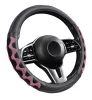 Lenkradbezug aus Kunstleder, 38 cm, schwarz-rosa, 203-7P A00153