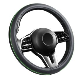 Lenkradbezug in Lederoptik, 38 cm / Grüner Einsatz
