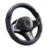Lenkradbezug aus echtem Leder, 38 cm, Schwarz-Blau, DW-5002BL