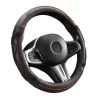 Lenkradbezug aus echtem Leder, 38 cm, Schwarz-Orange, DW-5002OR