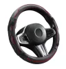 Lenkradbezug aus echtem Leder, 38 cm, Schwarz-Rot, DW-5002R