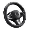 Lenkradbezug aus echtem Leder, 38 cm, Schwarz-Grau, DW-5002GRAY