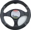 Lenkradbezug aus echtem Leder, 38 cm, Schwarz-Grau, DW-5002GRAY