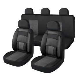  11 teilig universelles Sitzbezugsset - an 2 Stellen teilbar - airbaggeeignet - schwarz-weiß 203-3BKW