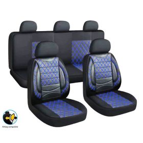   Audi  A1 01075 11 MŰBŐR részes univerzális üléshuzat szett - 2HELYEN osztható Légzsákos - fekete-kék 203-2BL