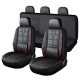 CHEVROLET AVEO 11 teilig Kunstleder + Lendenstütze universelles Sitzbezugsset - an 2 Stellen teilbar airbaggeeignet - schwarz-rot