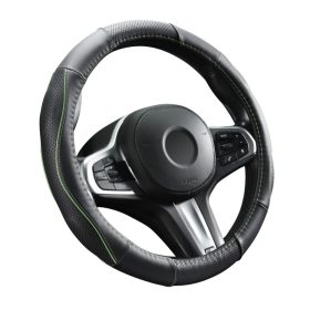   DW-5056G Valódi bőr kormányvédő szellőző lyukacsos  Zöld betétes mintával 